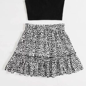Shein Frill Trim Allover Print Skirt